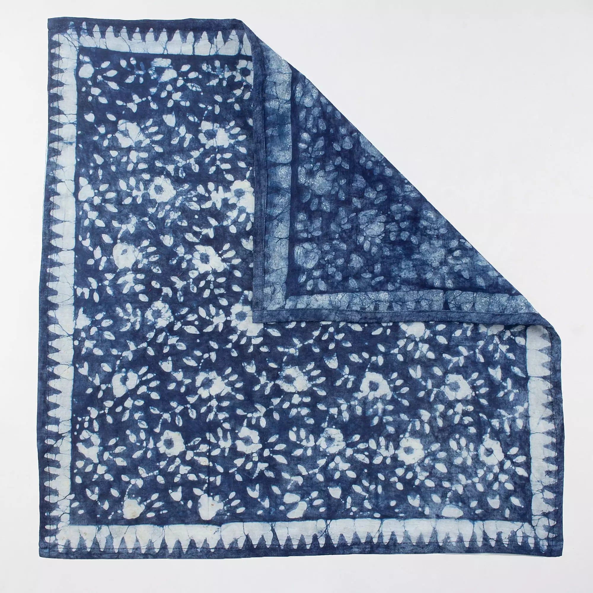 Unisex Indigo Floral Hand Block Printed Cotton Head Bandana 592